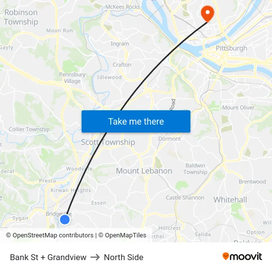 Bank St + Grandview to North Side map