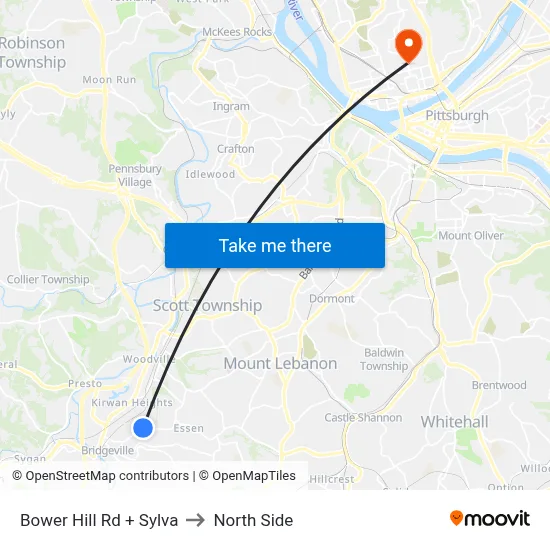 Bower Hill Rd + Sylva to North Side map