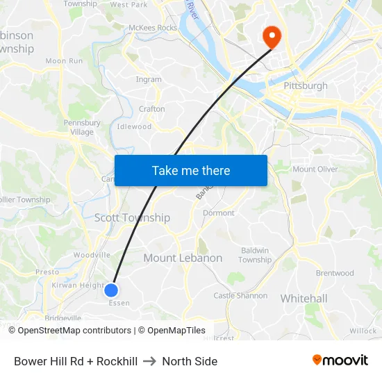 Bower Hill Rd + Rockhill to North Side map