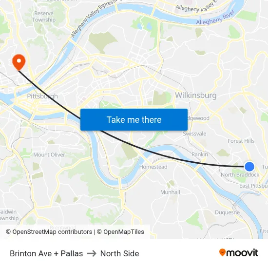Brinton Ave + Pallas to North Side map