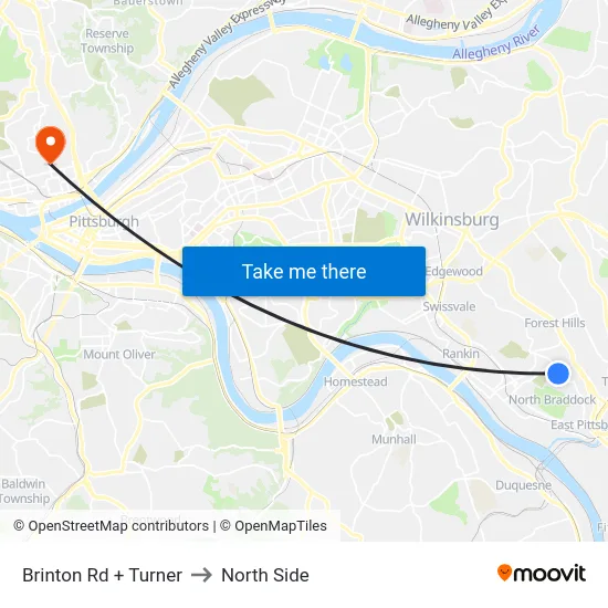 Brinton Rd + Turner to North Side map