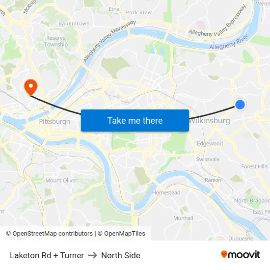 Laketon Rd + Turner to North Side map