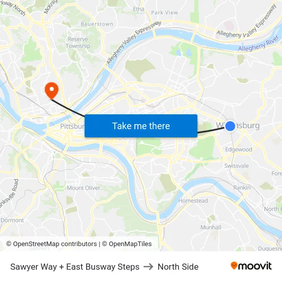 Sawyer Way + East Busway Steps to North Side map