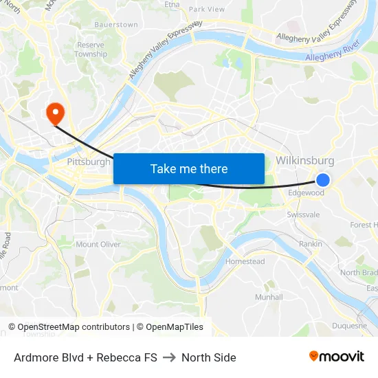 Ardmore Blvd + Rebecca FS to North Side map