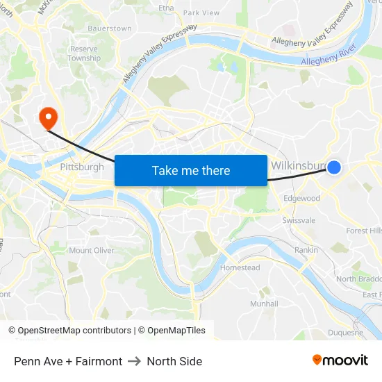 Penn Ave + Fairmont to North Side map
