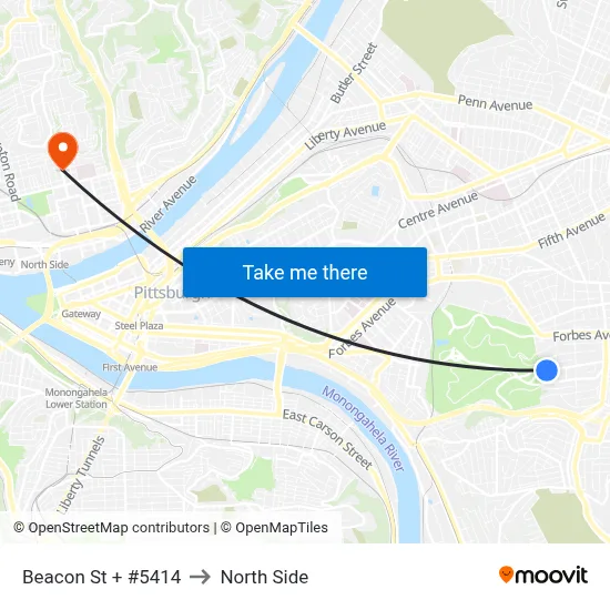 Beacon St + #5414 to North Side map