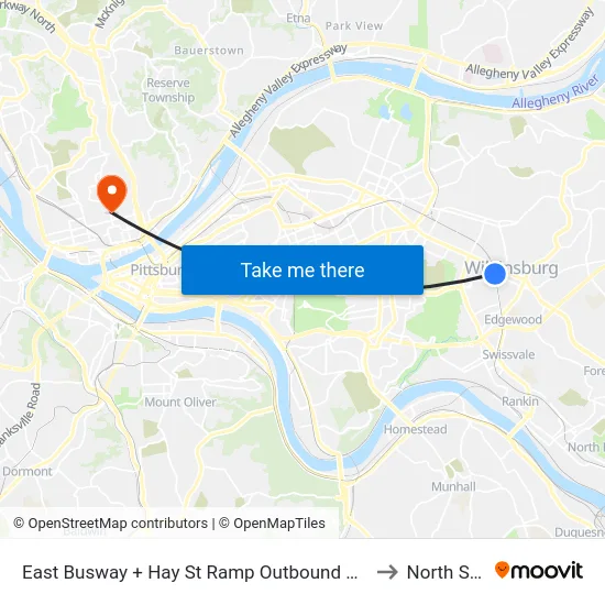 East Busway + Hay St Ramp Outbound Shelter to North Side map