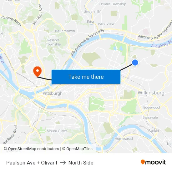 Paulson Ave + Olivant to North Side map