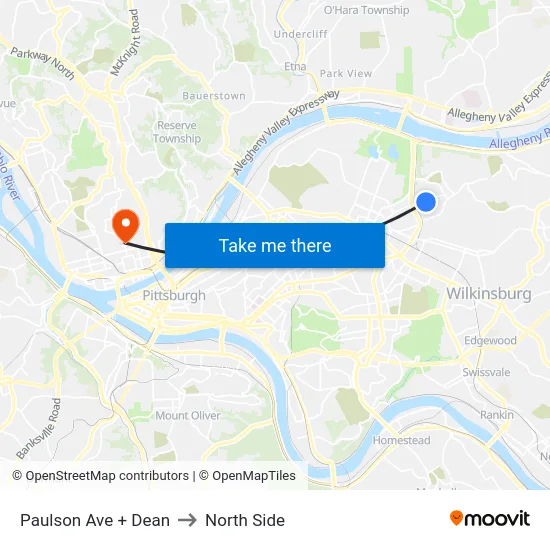 Paulson Ave + Dean to North Side map