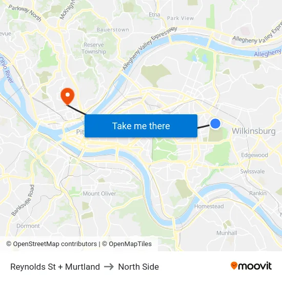 Reynolds St + Murtland to North Side map