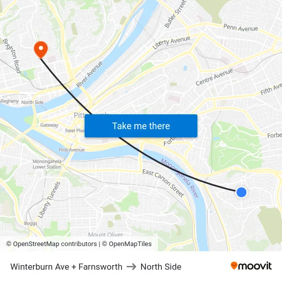 Winterburn Ave + Farnsworth to North Side map