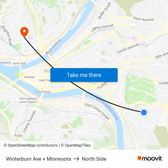 Winterburn Ave + Minnesota to North Side map