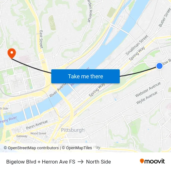 Bigelow Blvd + Herron Ave FS to North Side map