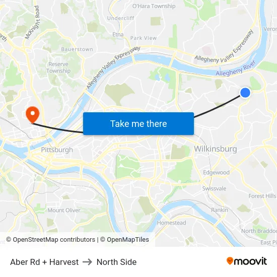 Aber Rd + Harvest to North Side map
