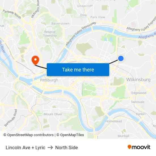 Lincoln Ave + Lyric to North Side map