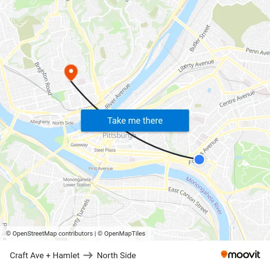 Craft Ave + Hamlet to North Side map