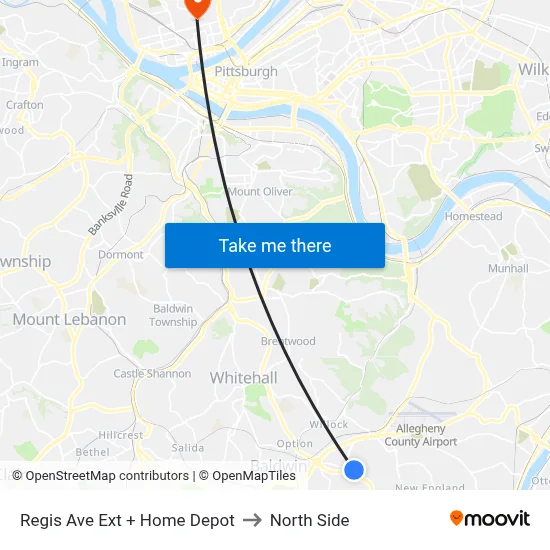 Regis Ave Ext + Home Depot to North Side map
