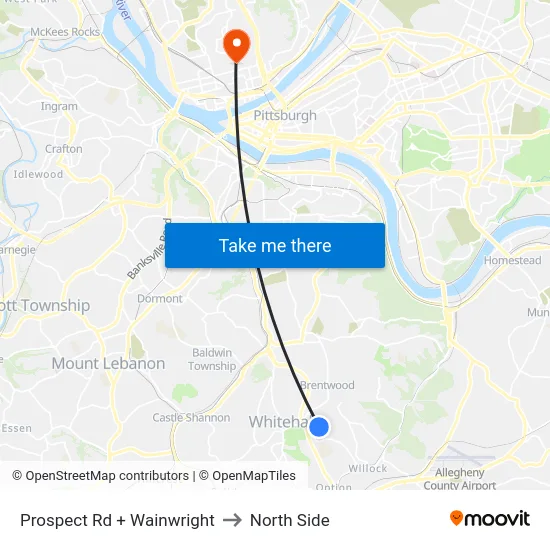 Prospect Rd + Wainwright to North Side map