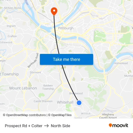 Prospect Rd + Colter to North Side map