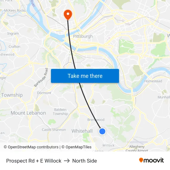 Prospect Rd + E Willock to North Side map