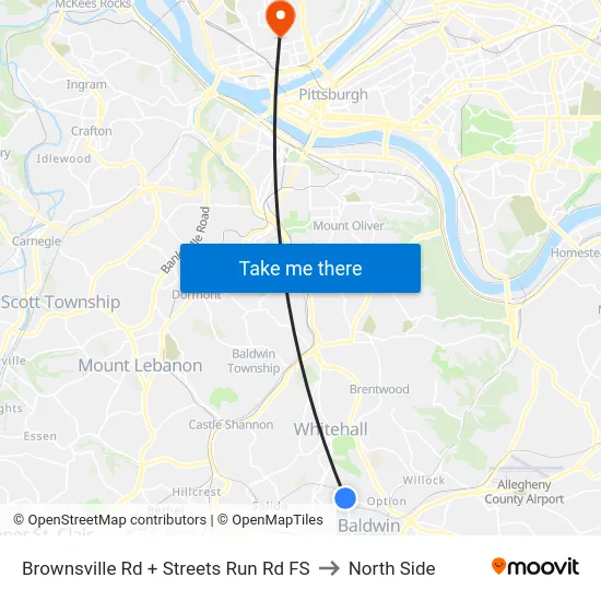 Brownsville Rd + Streets Run Rd FS to North Side map