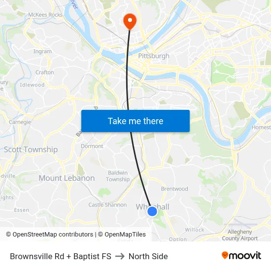 Brownsville Rd + Baptist FS to North Side map