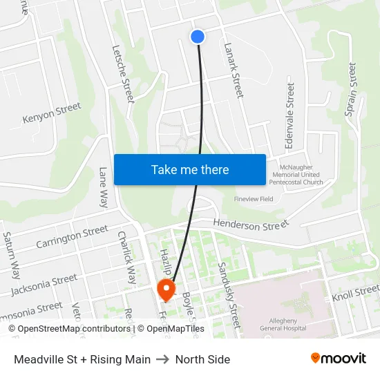 Meadville St + Rising Main to North Side map