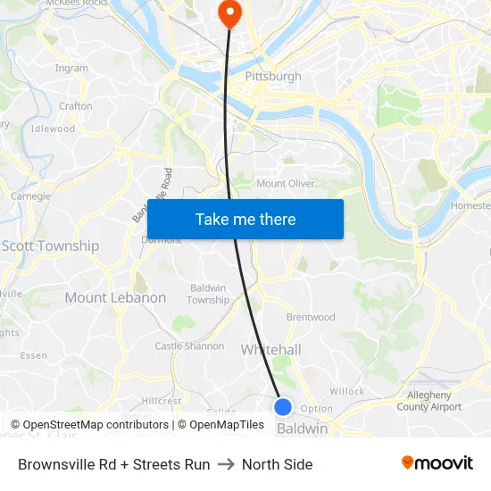 Brownsville Rd + Streets Run to North Side map