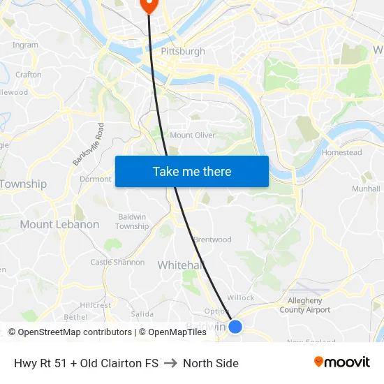 Hwy Rt 51 + Old Clairton FS to North Side map