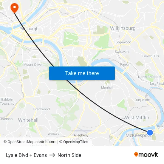 Lysle Blvd + Evans to North Side map