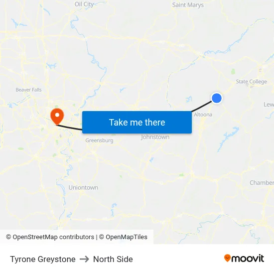 Tyrone Greystone to North Side map