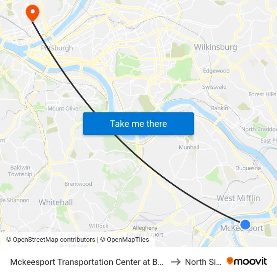 Mckeesport Transportation Center at Bay #4 to North Side map