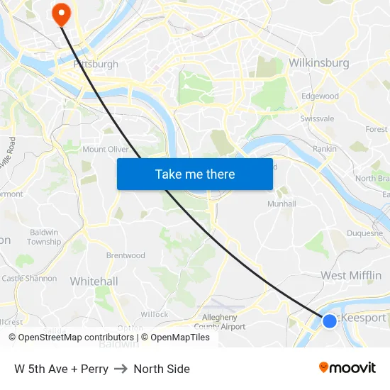 W 5th Ave + Perry to North Side map