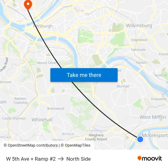 W 5th Ave + Ramp #2 to North Side map
