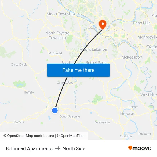 Bellmead Apartments to North Side map