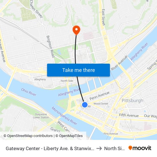 Gateway Center - Liberty Ave. & Stanwix St. to North Side map