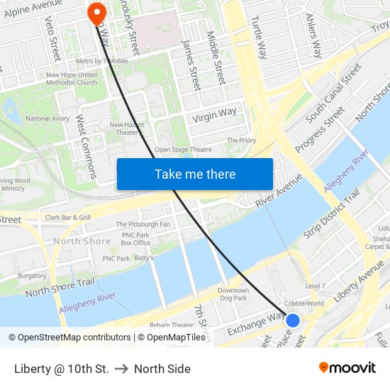 Liberty @ 10th St. to North Side map