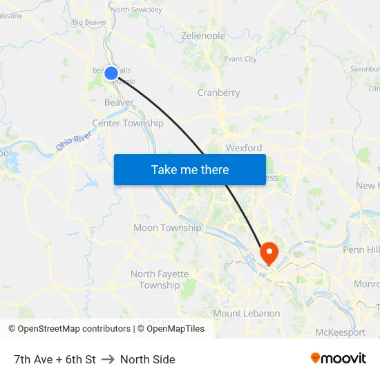 7th Ave + 6th St to North Side map