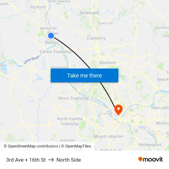 3rd Ave + 16th St to North Side map
