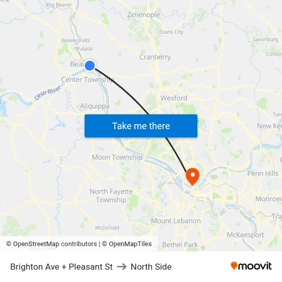 Brighton Ave + Pleasant St to North Side map