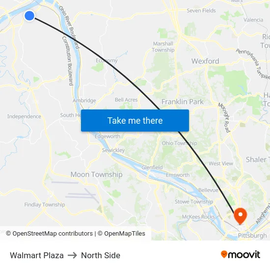 Walmart Plaza to North Side map