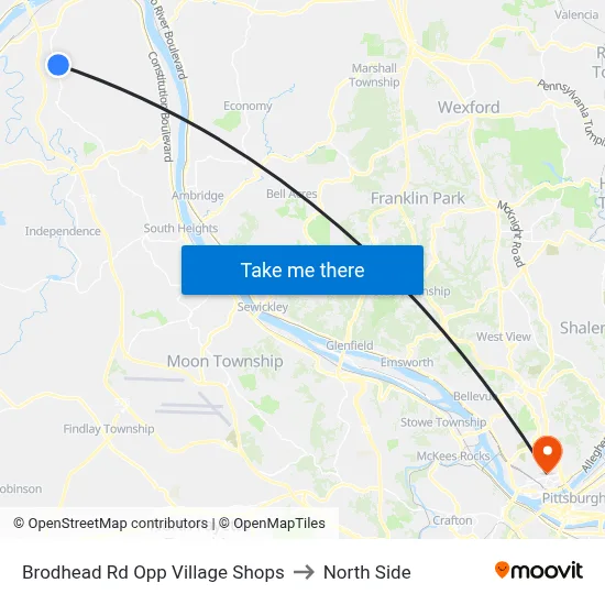 Brodhead Rd Opp Village Shops to North Side map