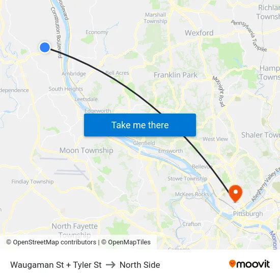 Waugaman St + Tyler St to North Side map