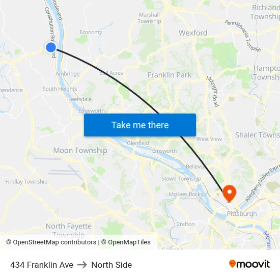 434 Franklin Ave to North Side map