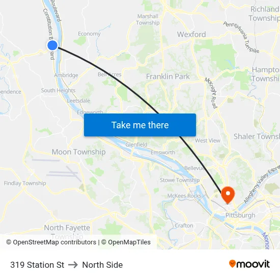 319 Station St to North Side map