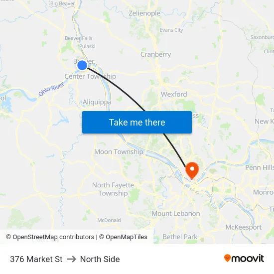 376 Market St to North Side map