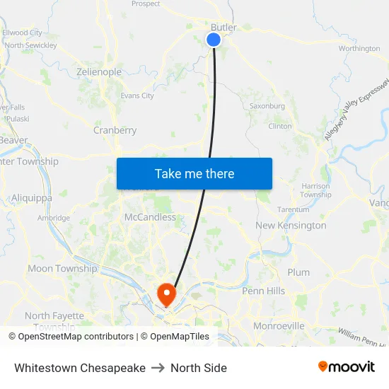 Whitestown Chesapeake to North Side map