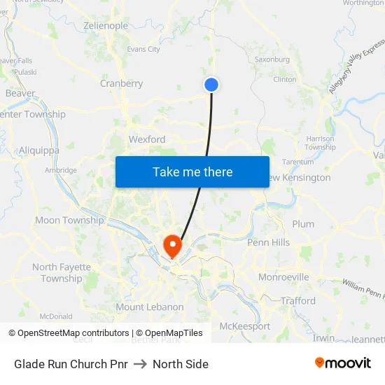 Glade Run Church Pnr to North Side map