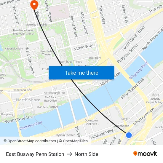 East Busway Penn Station to North Side map