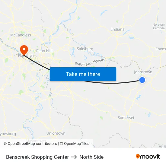 Benscreek Shopping Center to North Side map